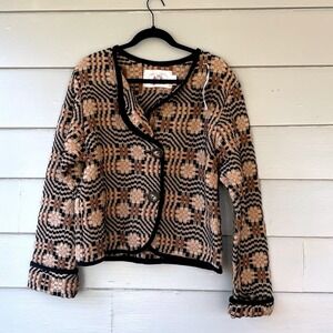 Blanche St.‎ Paris Ohio Multicolored Hand Woven USA Jacket Blazer Small Brown